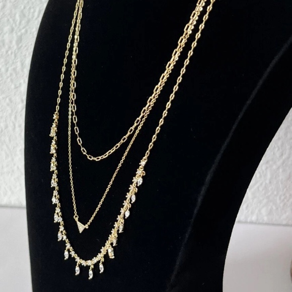 Women's Nordstrom Layered Cubic Zirconia & Chain Collar Necklace new - Picture 7 of 7